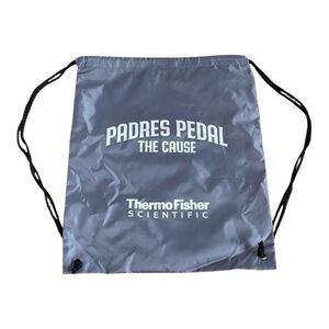 PADRES Grey Nylon Drawstring Backpack Promo Gym Casual Bag New Without Tag